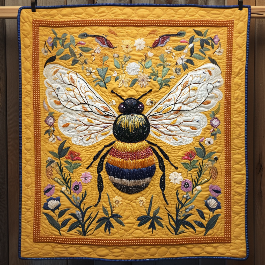 Sunshine & Bees Quilted Blanket Cute Fuzzy Blankets