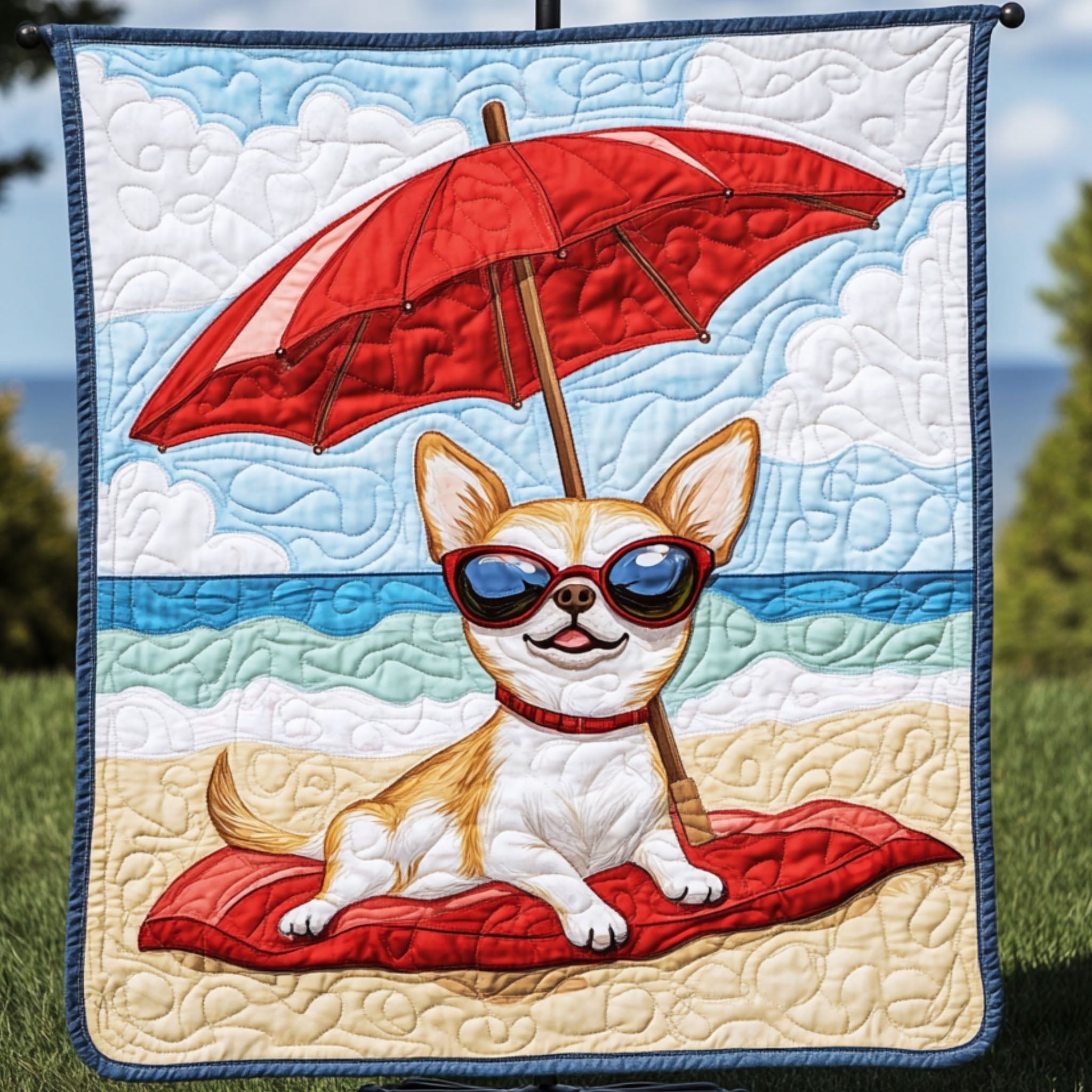 Sunshine Bliss Quilted Blanket Christmas Holiday Chihuahua Gifts Items