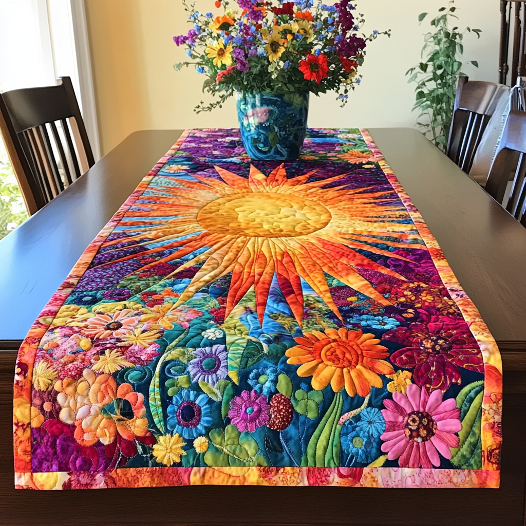 Sunshine Blooms Quilted Table Runner Dining Table Decor Presents For Mother In Law