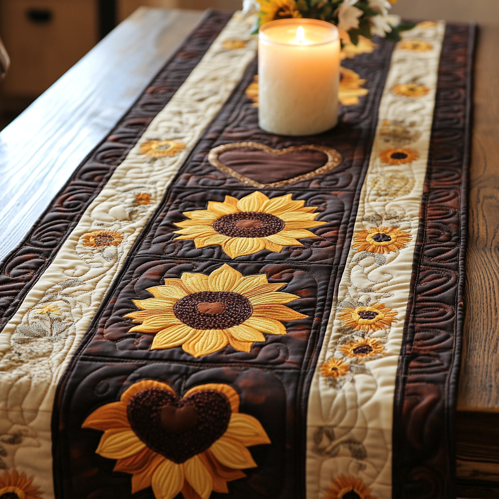 Sunshine Blooms Quilted Table Runner Flower Table Runner Dining Table Decor Ideas