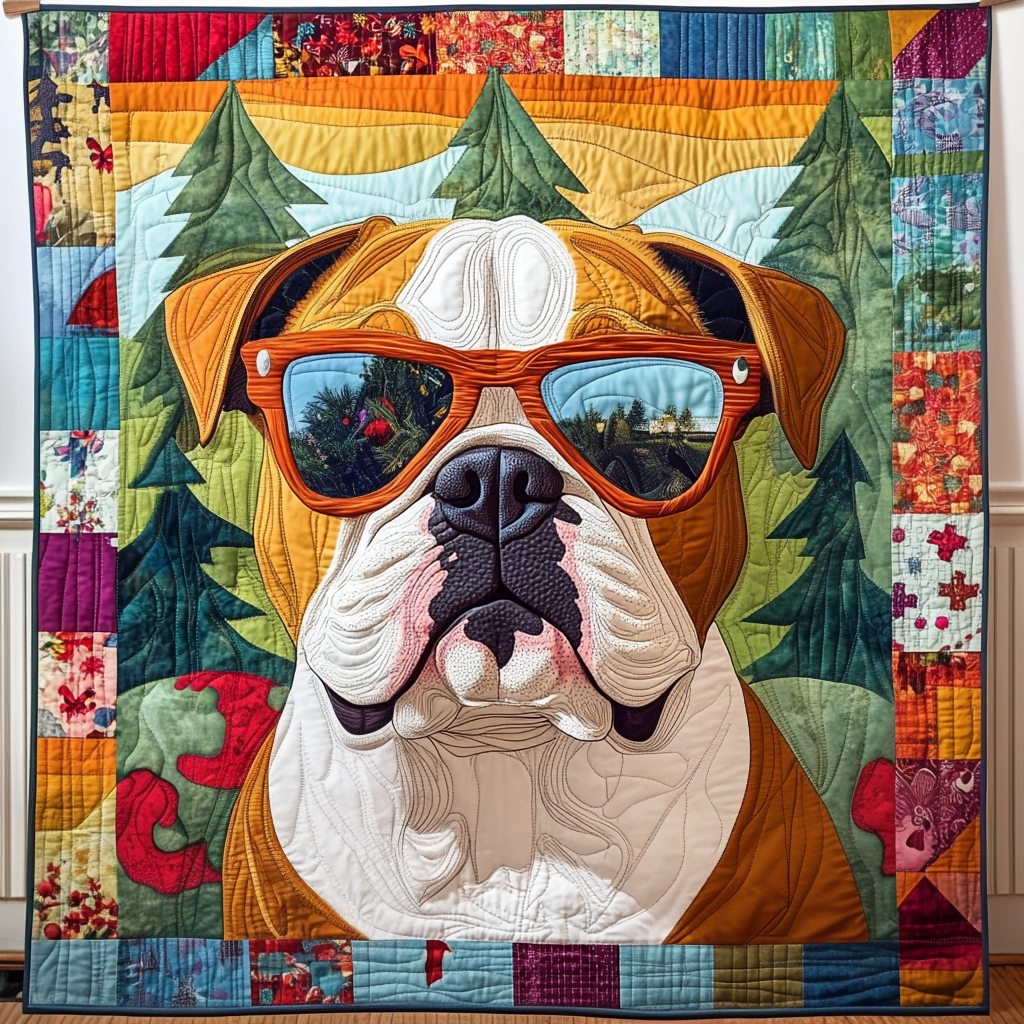 Sunshine Bulldog Adventure Quilted Blanket Presents For Dog Lovers