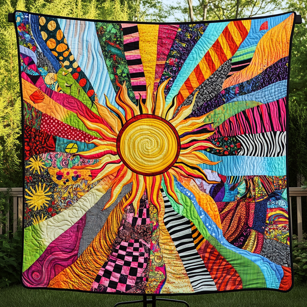 Sunshine Burst Quilted Blanket Home Bedding Decor Best Gifts For Nature Lovers