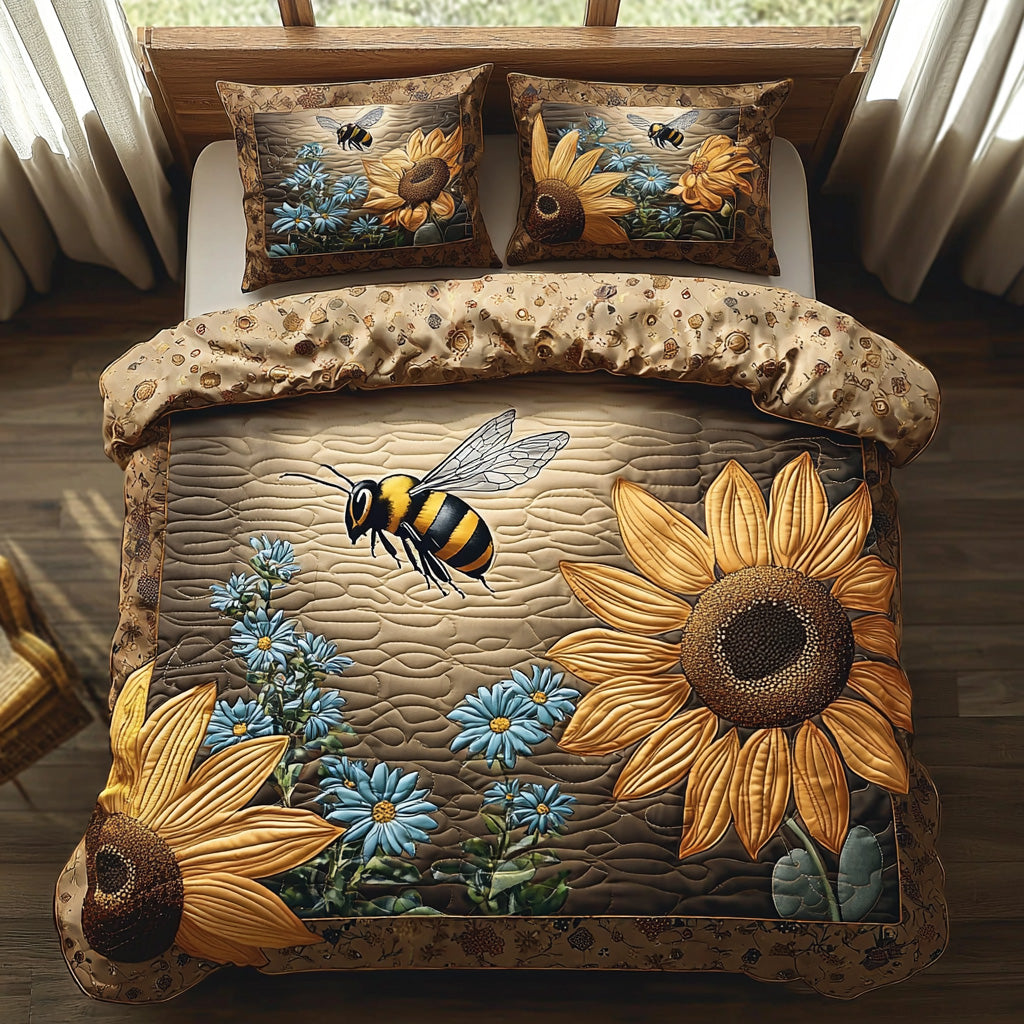 Sunshine Buzz Quilted Bedding Set Soft Bedding Set That Makes a Great Christmas Gift