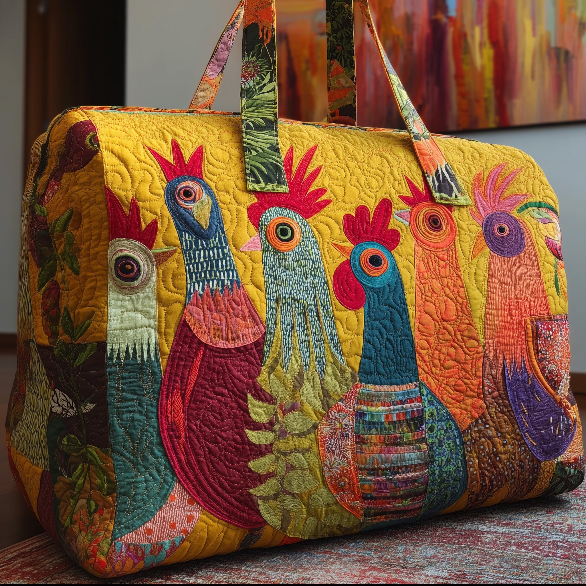 Sunshine Chicken Quilted Duffle Bag Easter Gift Idea