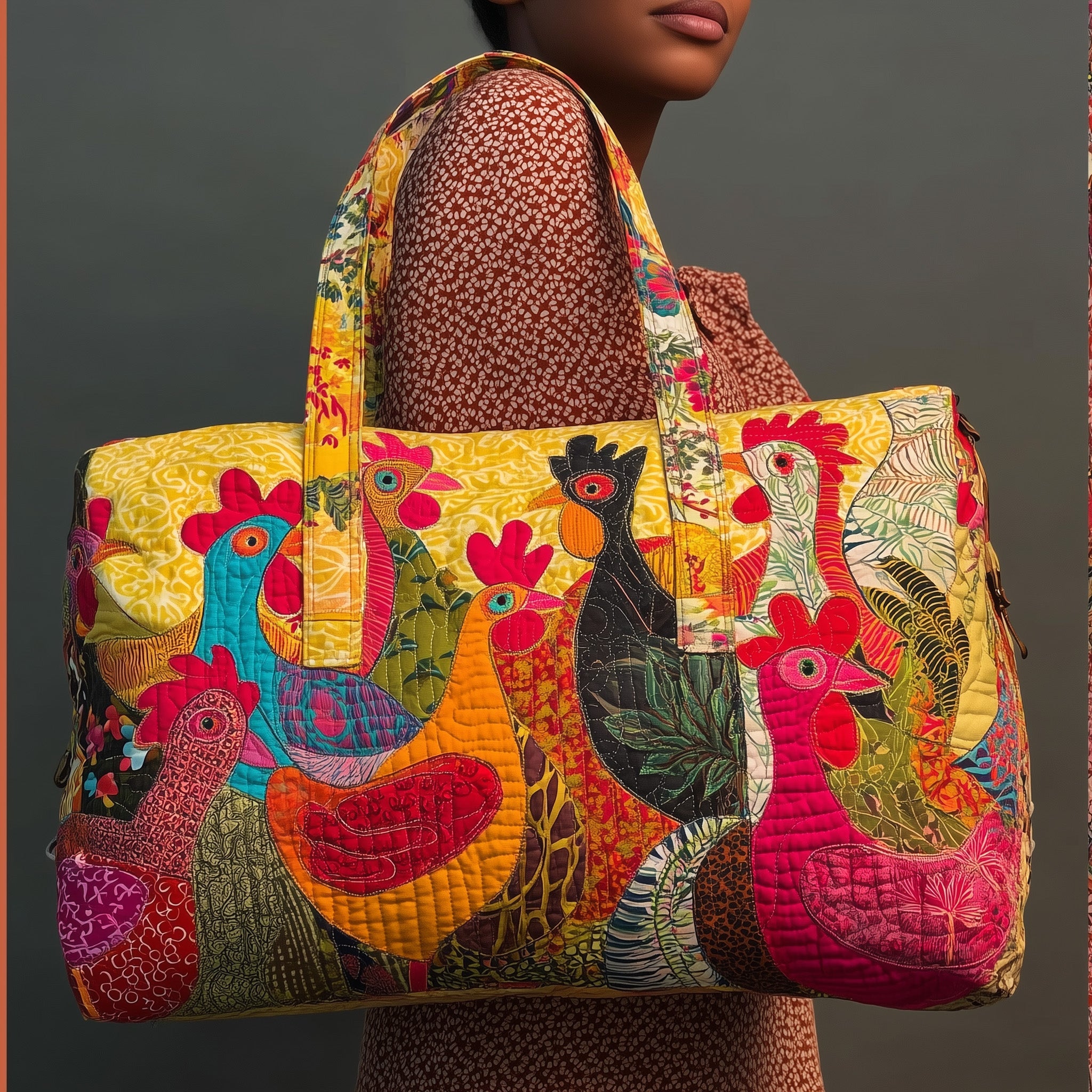 Sunshine Chicken Quilted Duffle Bag Thanksgiving Gift Idea