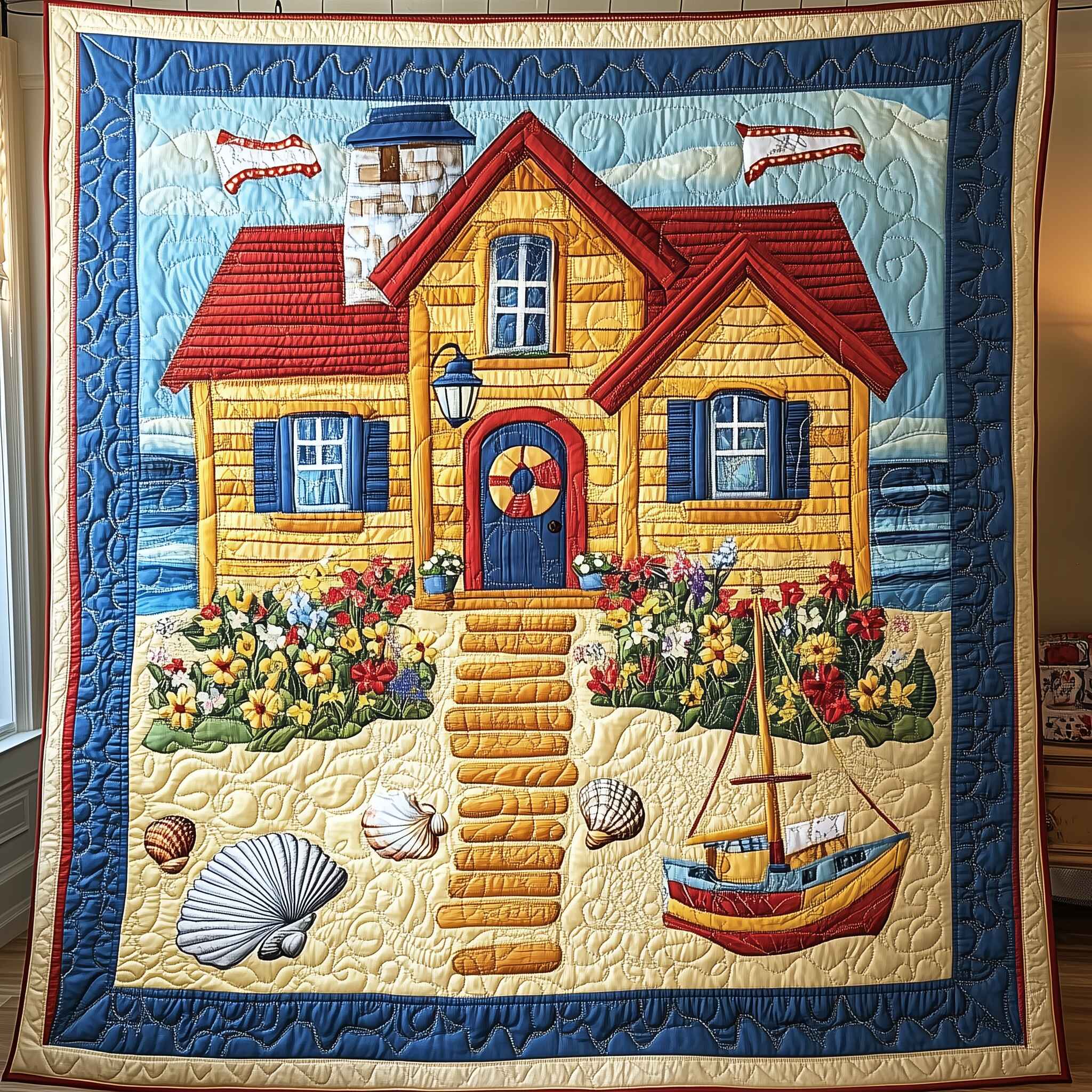 Sunshine Cottage Quilted Blanket Nice Throw BlanketOcean Themed Presents