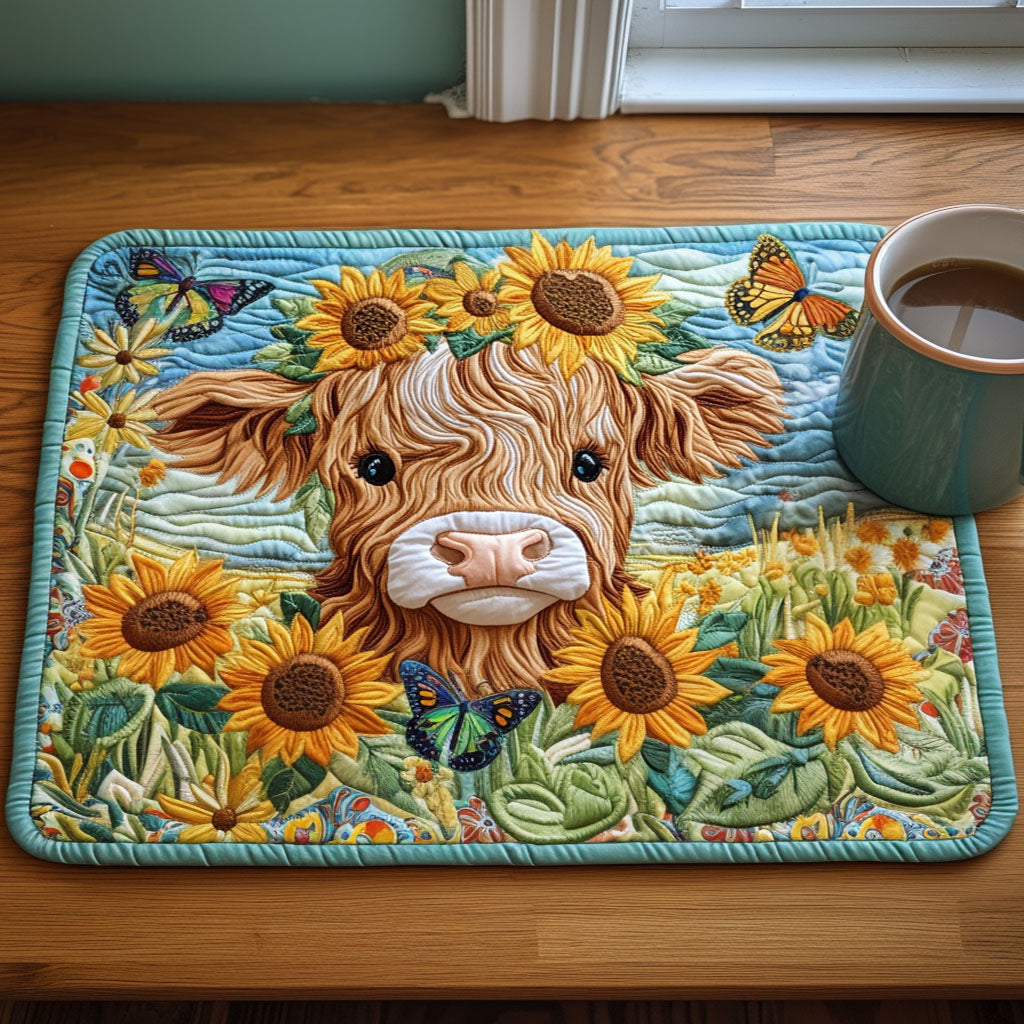 Sunshine Crown Cow Quilted Placemat House Decor Items Farmer Xmas Gifts
