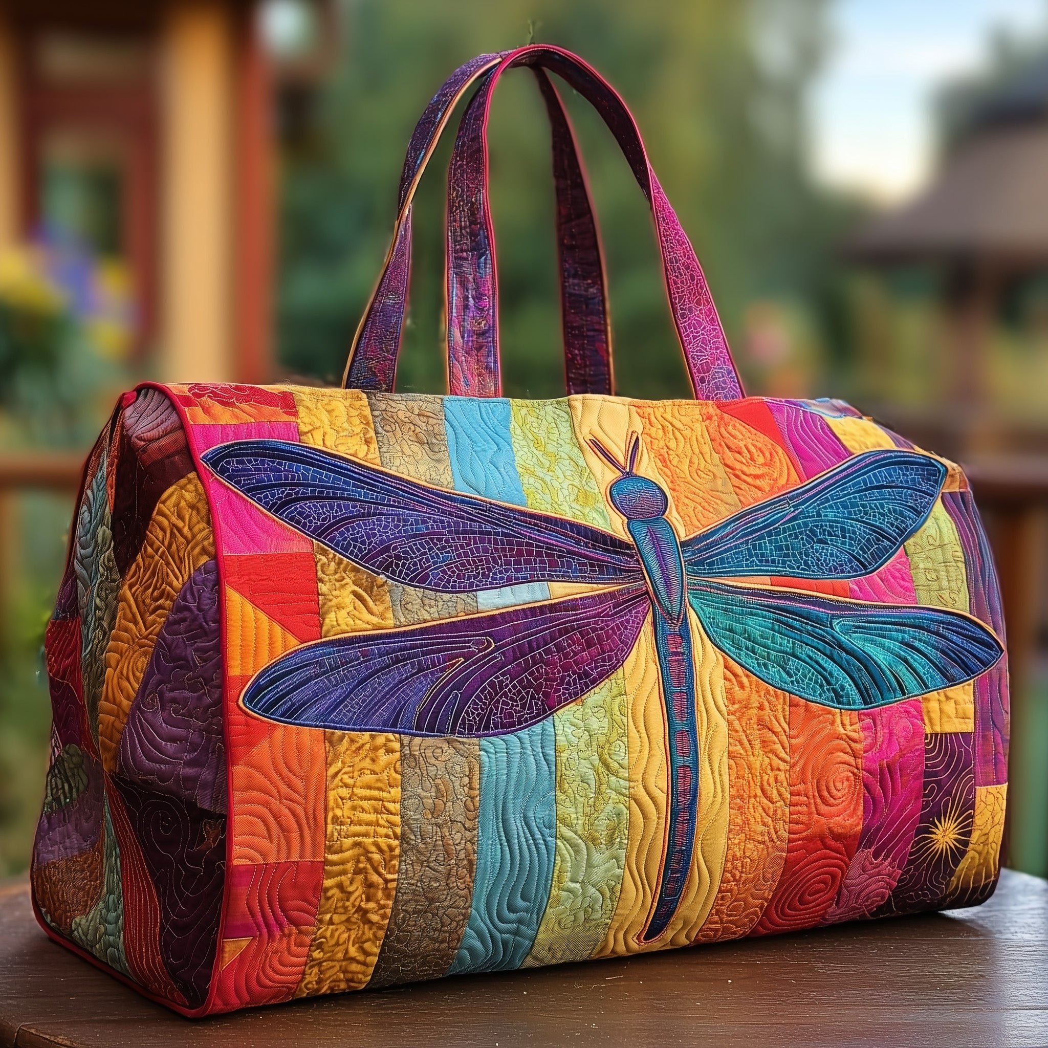 Sunshine Dragonfly Quilted Duffle Bag Winter Season Must Have