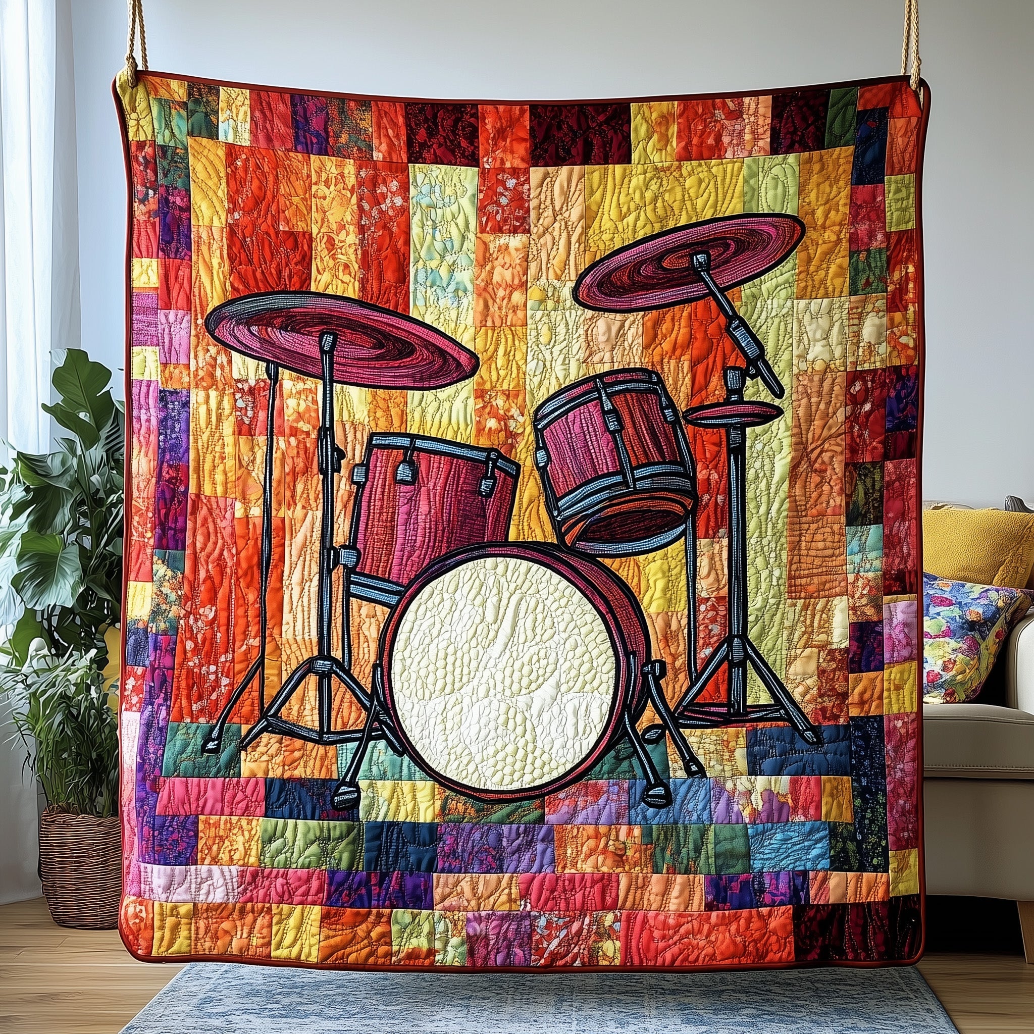 Sunshine Drum Set Quilted Blanket Sofa Throw BlanketDrum Related Gifts Christmas