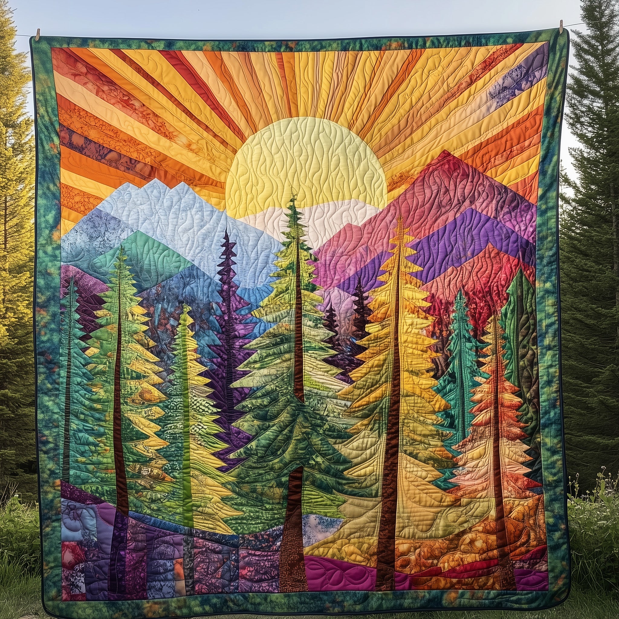 Sunshine Forest Quilted Blanket Nice Throw BlanketBirthday Present Ideas For Her