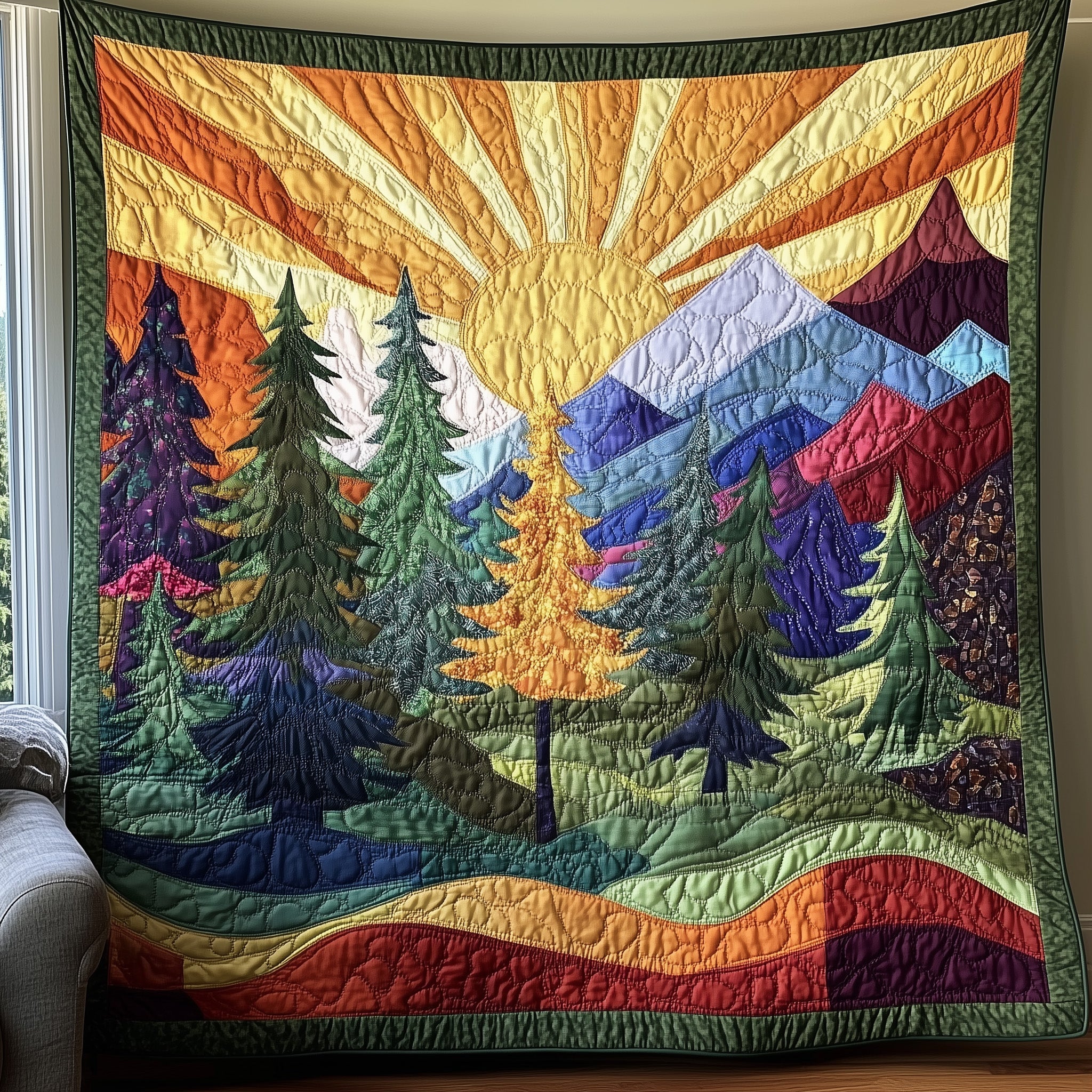 Sunshine Forest Quilted Blanket Nice Throw BlanketMeaningful Gifts For Her