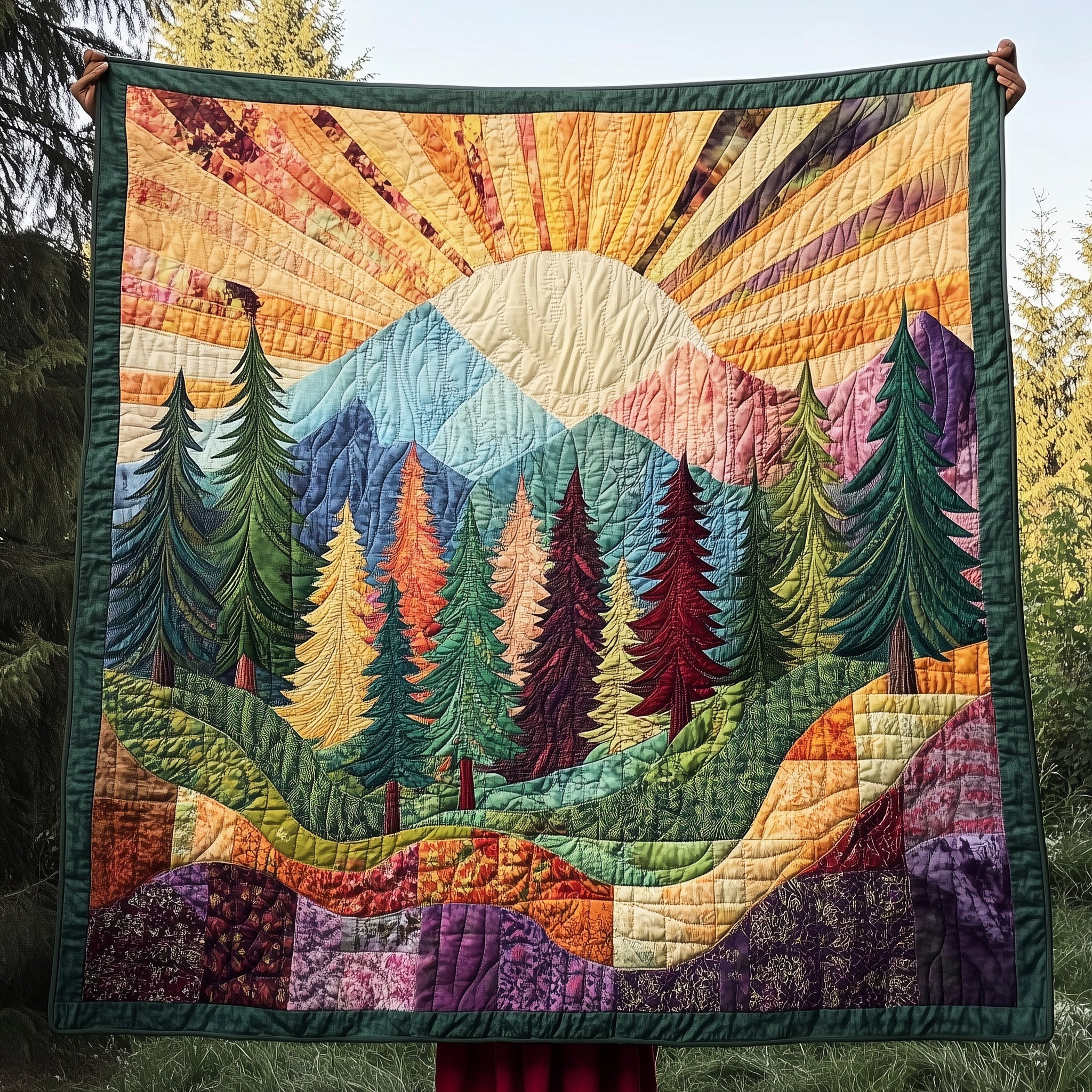 Sunshine Forest Quilted Blanket Nice Throw BlanketThank You Gifts For Women