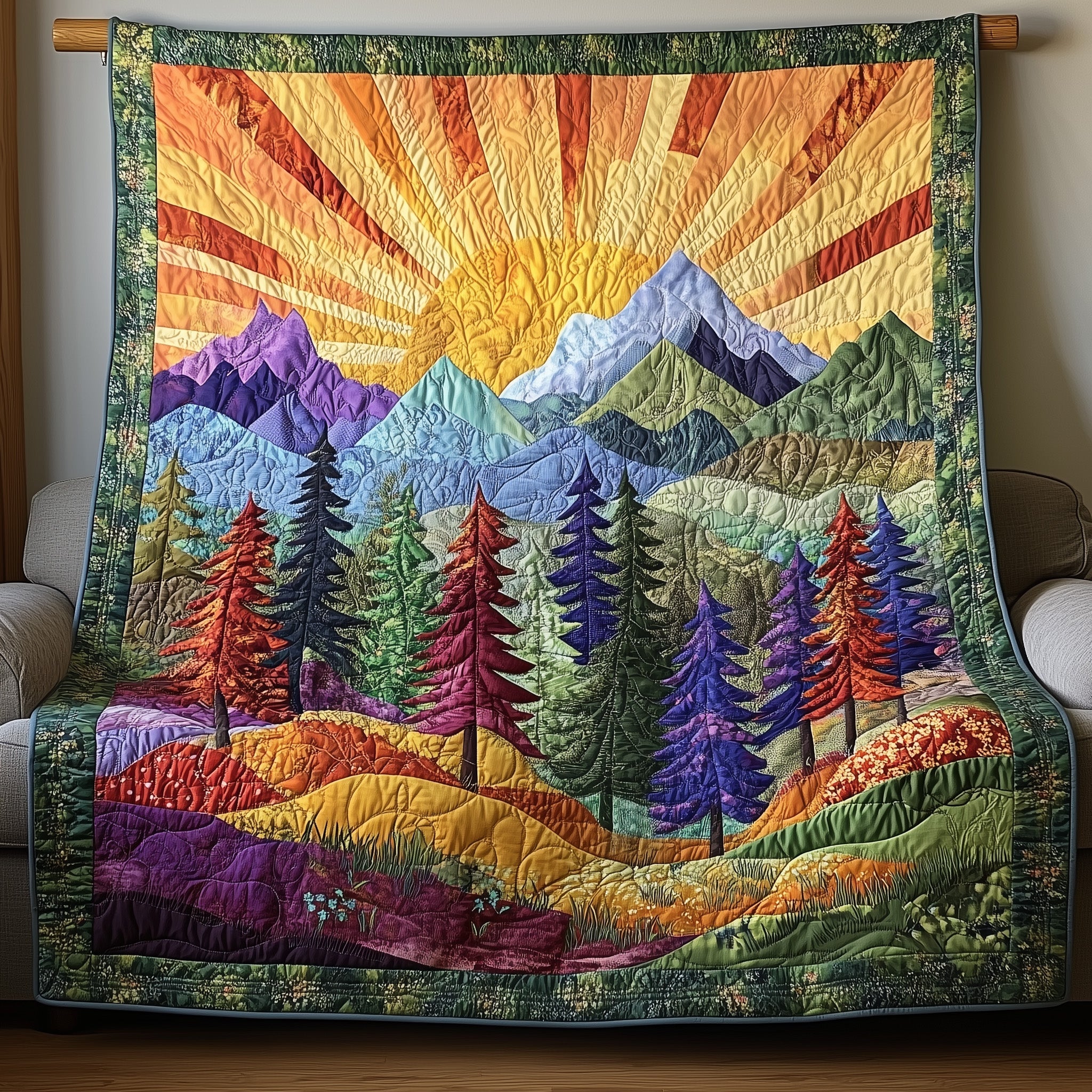 Sunshine Forest Quilted Blanket Nice Throw BlanketUnique Gift Ideas For Women