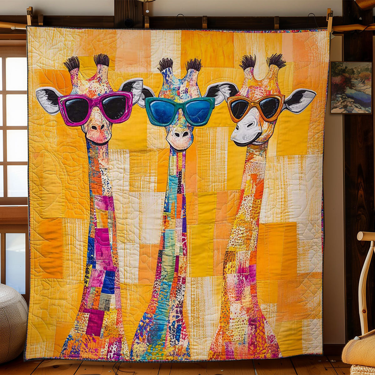 Sunshine Funny Giraffes Quilt Comfortable Microfiber Quilt Blanket for Everyday Use