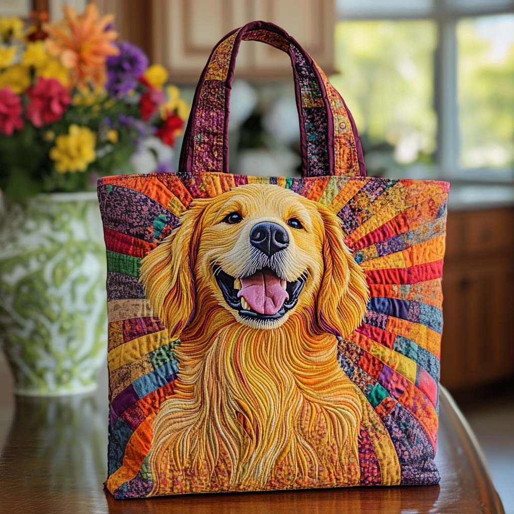 Sunshine Golden Smile Quilted Tote Bag Presents For Dog Owners