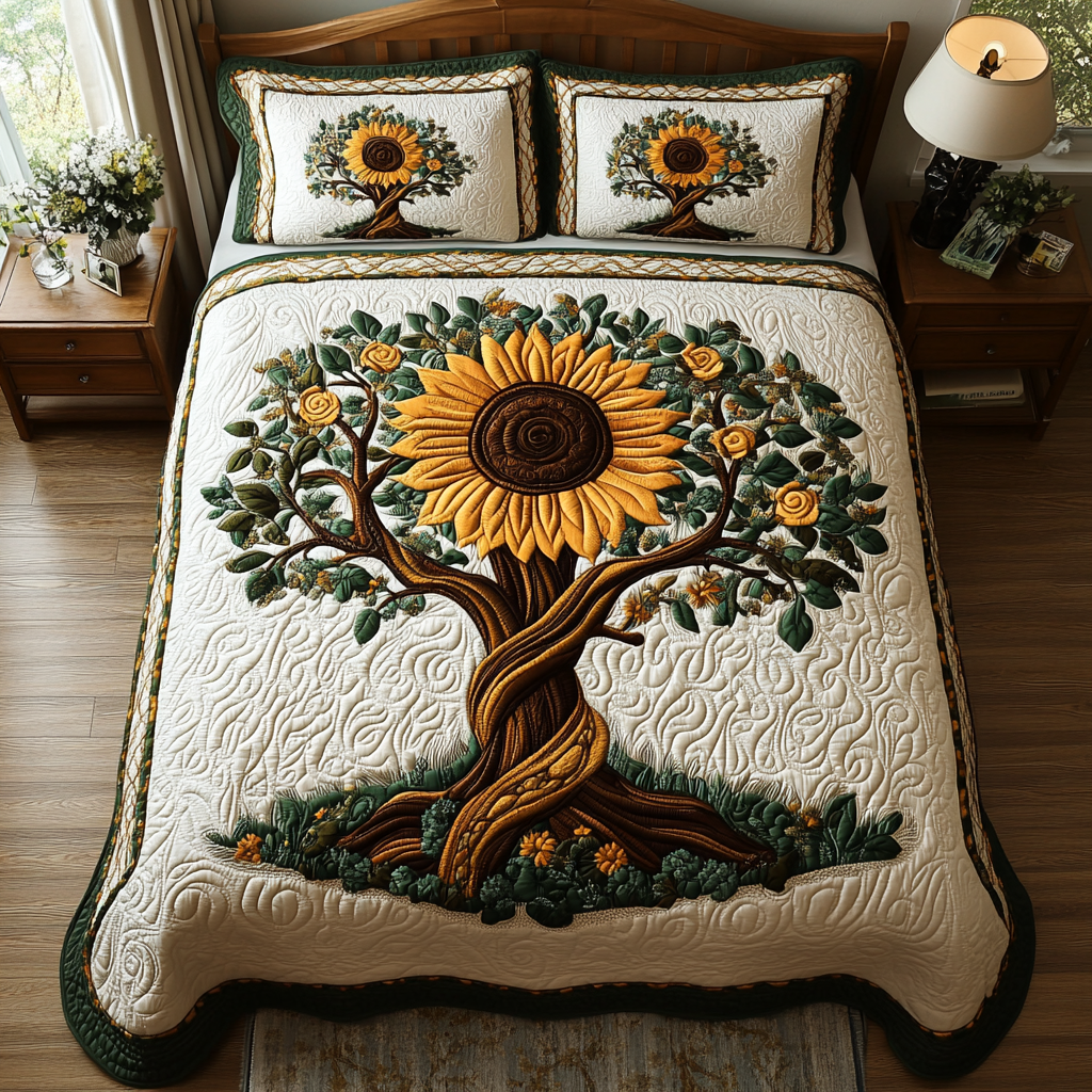 Sunshine Harvest Quilted Bedding Set Luxury Bed Sheet Gift Set for Ultimate Comfort