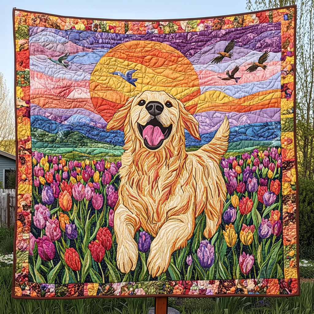 Sunshine Meadows Goldie Quilted Blanket Labrador Retriever Blanket Dog Gift Ideas For Dog Owners
