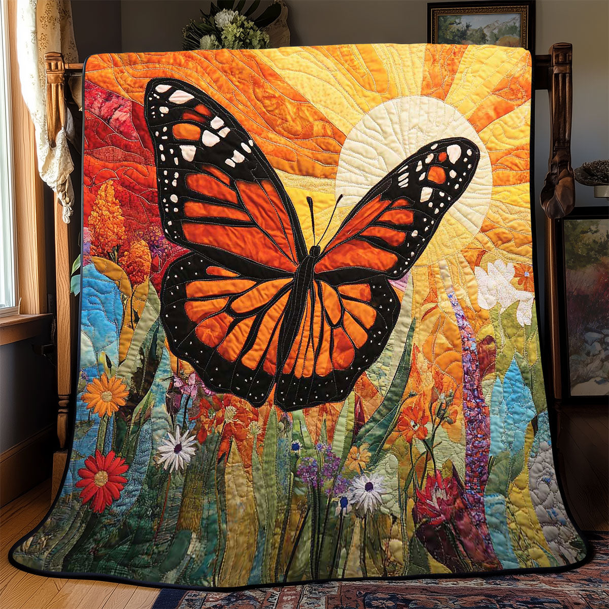 Sunshine Monarch Butterfly Quilt Warm and Stylish Quilt Blanket for Winter Nights