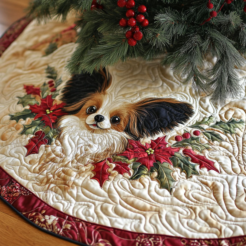 Sunshine Papillon Quilted Christmas Tree Skirt Holiday Merch That Completes Your Christmas Setup