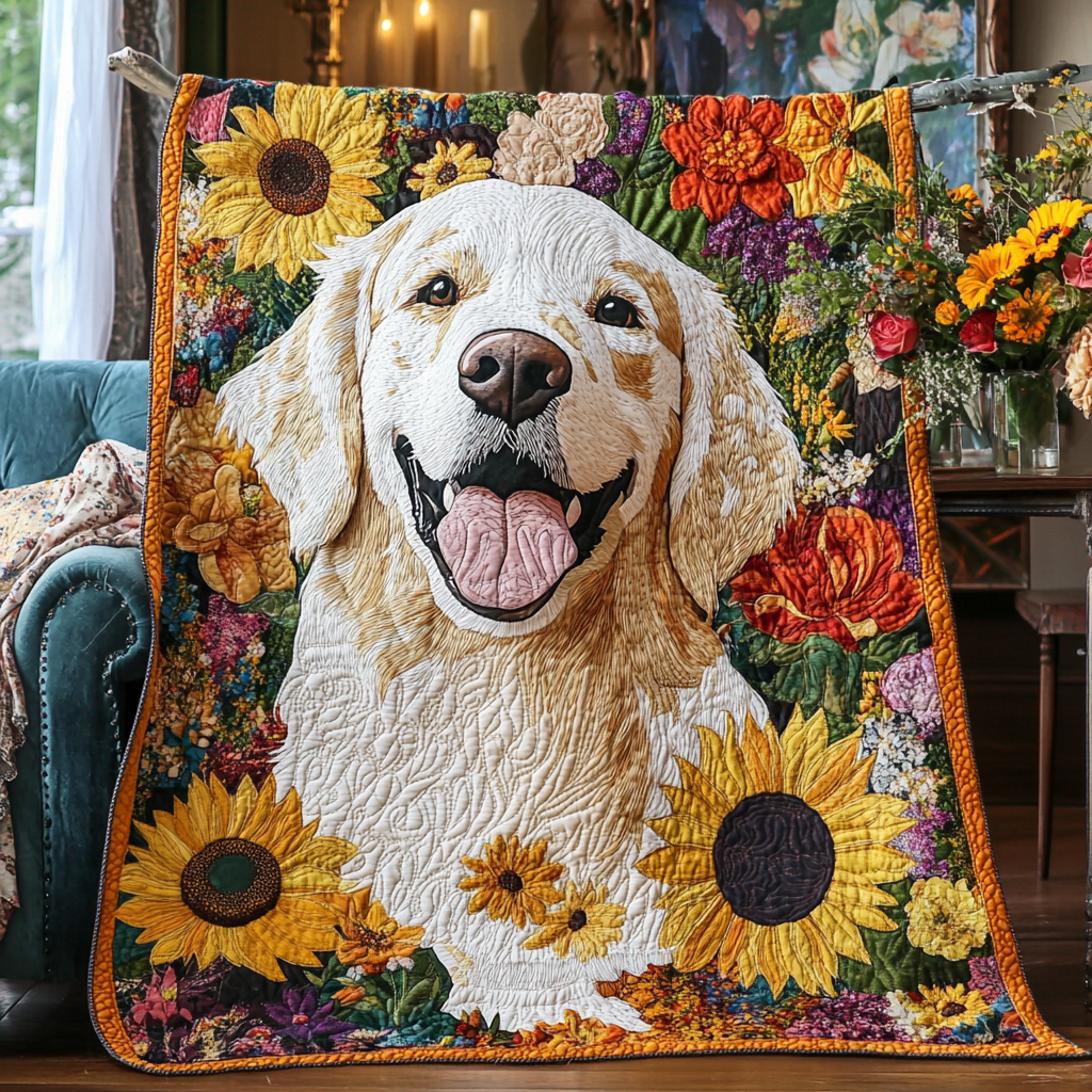 Sunshine Puppy Garden Quilted Blanket Gifts For Pet Owners
