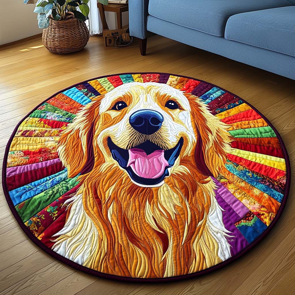 Sunshine Quilted Round Mat Unique Front Door Decor Funny Presents For Dog Owners