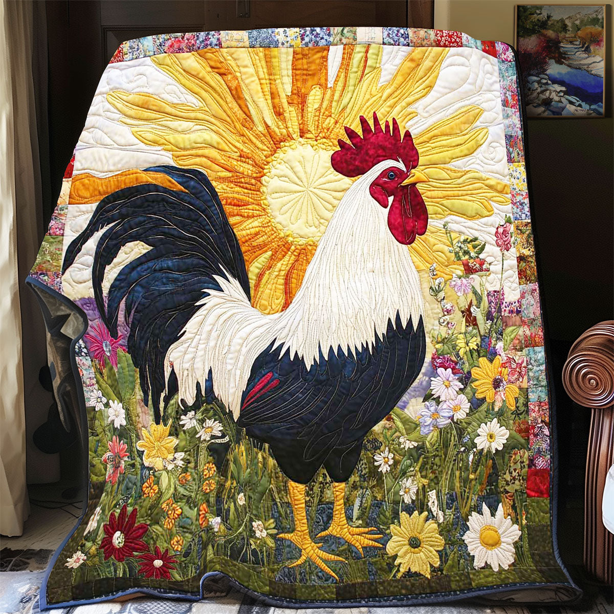 Sunshine Rooster Quilt Blanket Winter Blanket Holiday Gifts For Employees