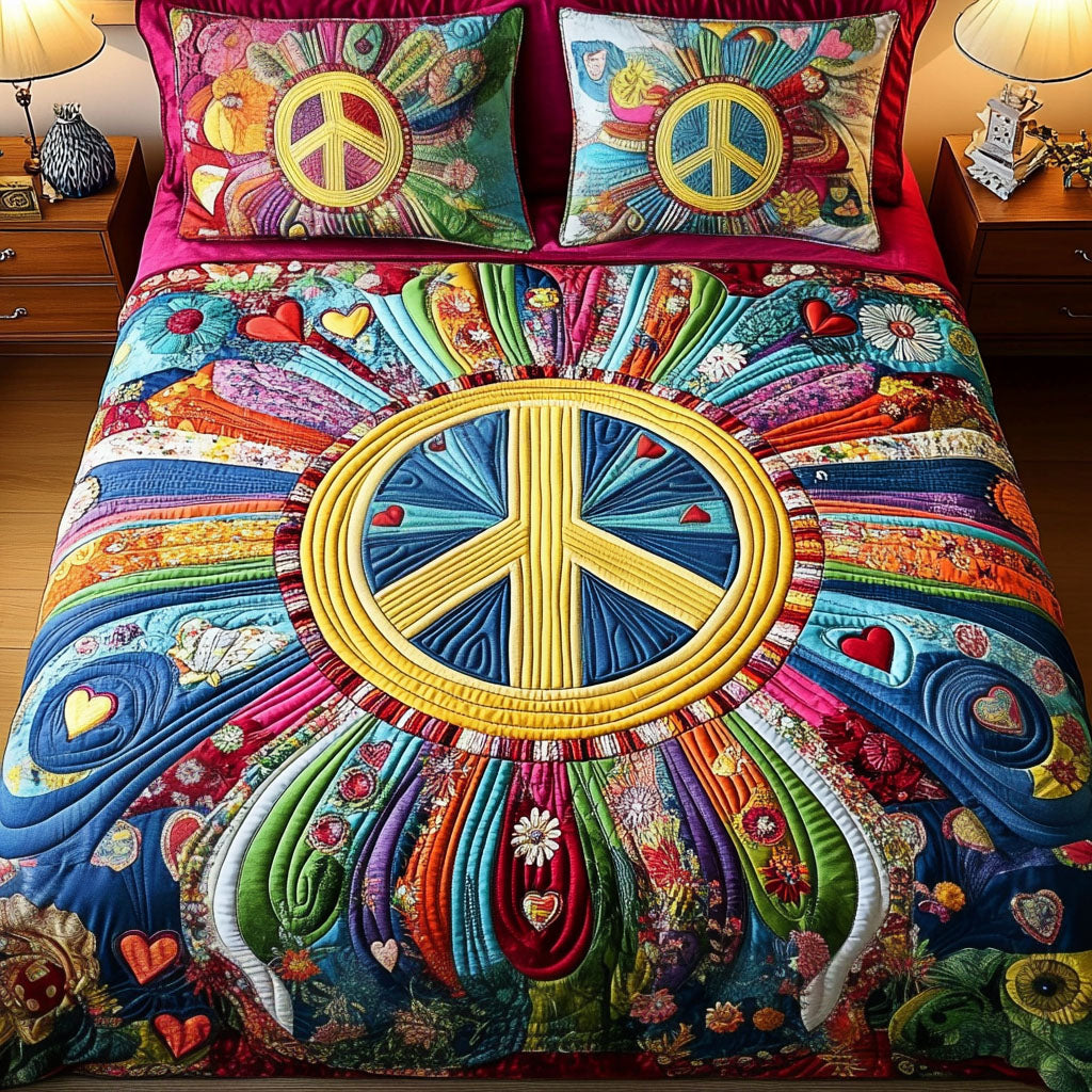 Sunshine Serenity Quilted Bedding Set Beautiful Bedding Merch Gift for a Peaceful Sleep