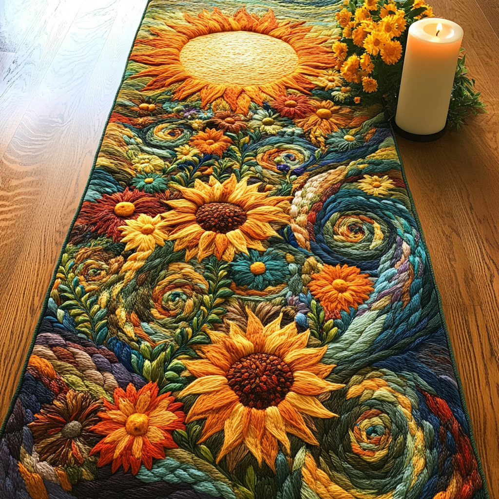 Sunshine Trails Quilted Table Runner Dining Table Decor Ideas Sunflower Gifts For Grandma