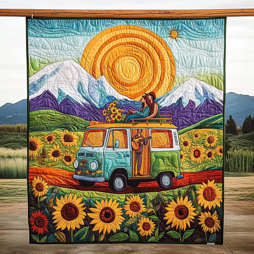Sunshine Vibes Quilted Blanket Cute Blankets For Her