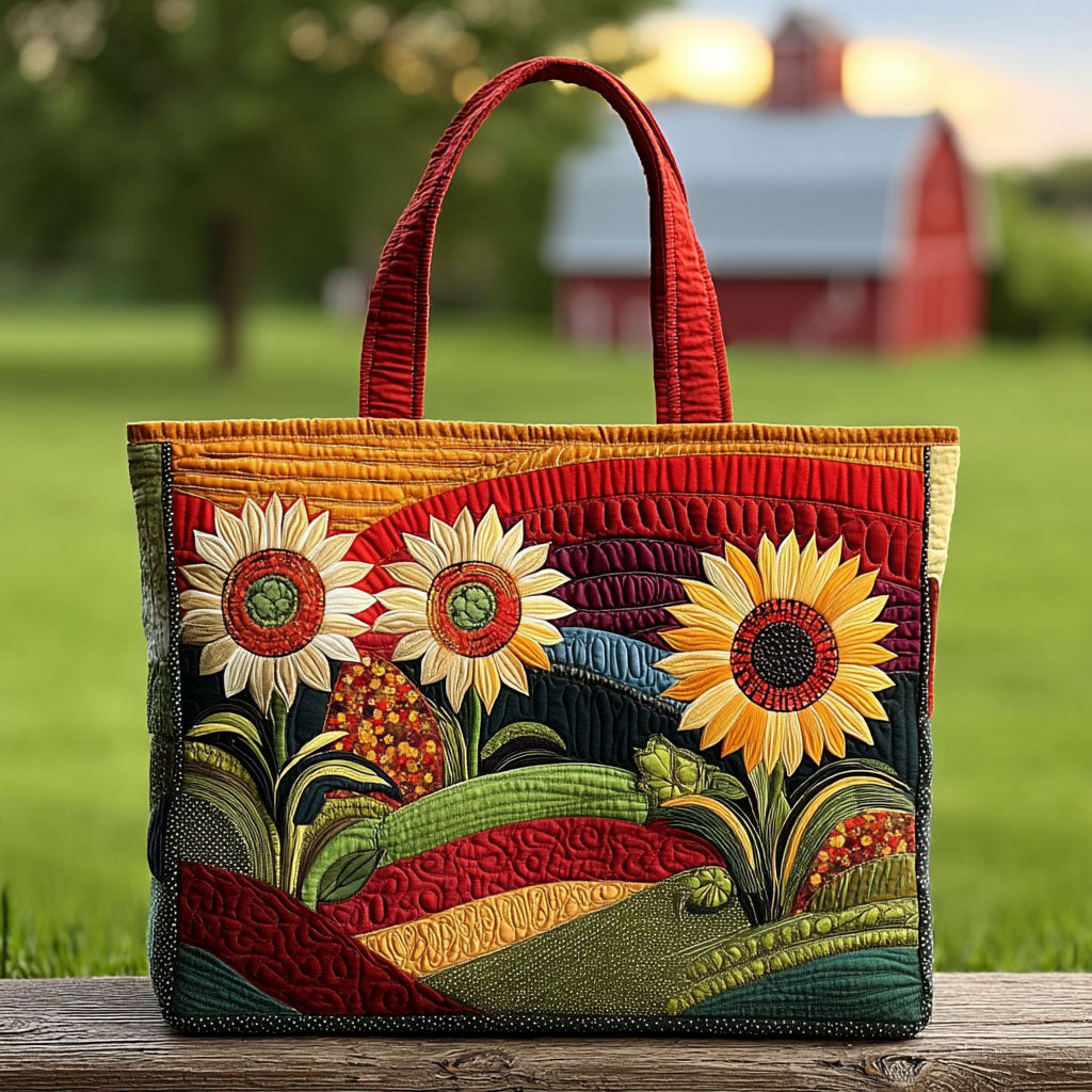 Sunshine Vista Quilted Tote Bag Sunflower Presents