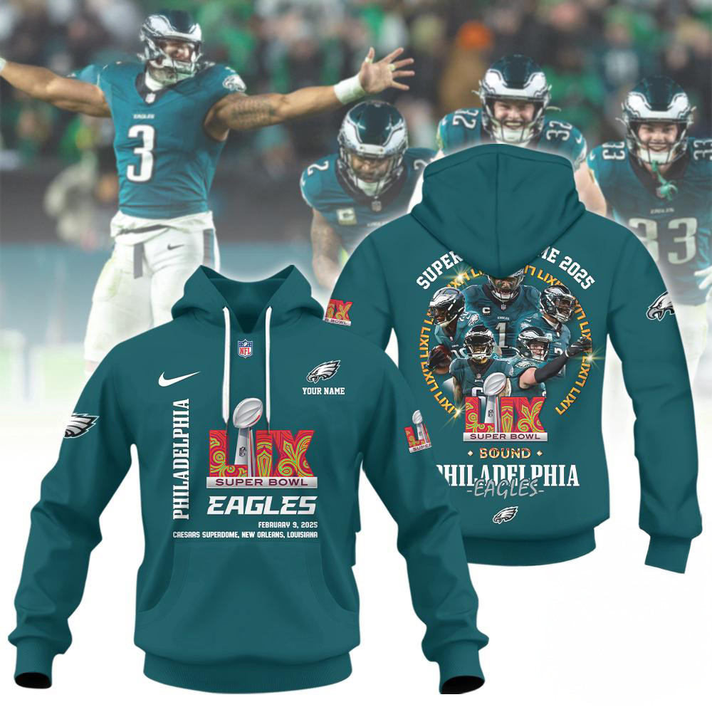 Super Bowl LIX 2025 Philadelphia Eagles Team Hoodie Football Lover Gift
