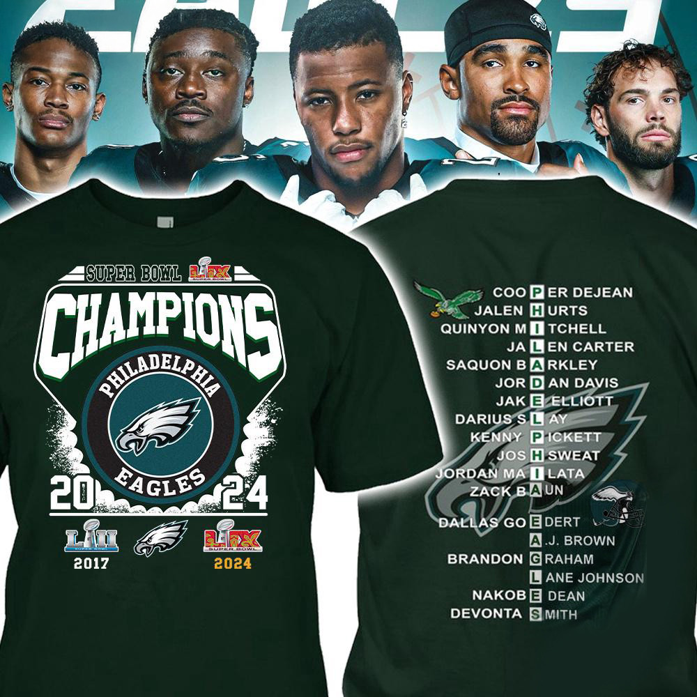 Super Bowl LIX Champions Philadelphia Eagles Football Team Shirt Gifts For Football Fan
