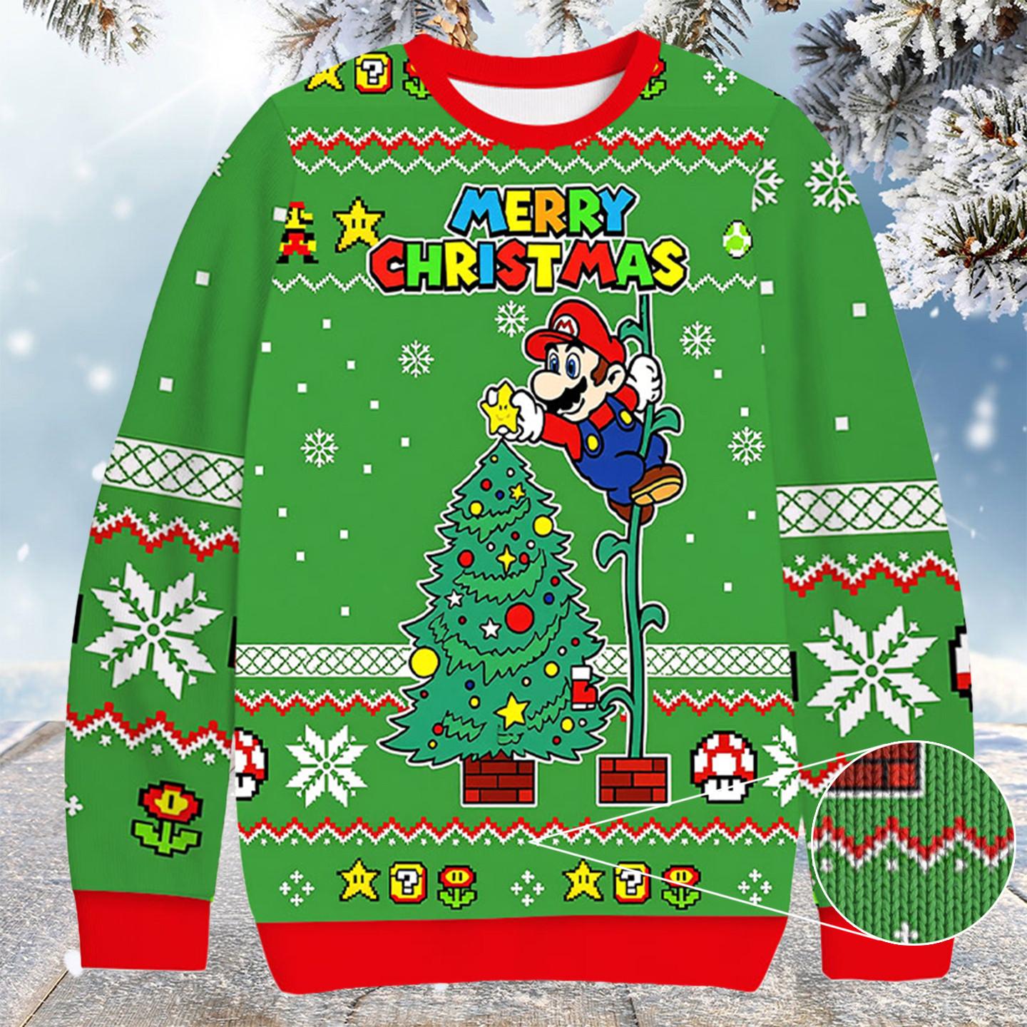 Super Mario Bros Funny Christmas Ugly Sweater Christmas Gifts For Siblings