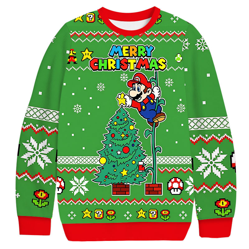 Super Mario Bros Funny Christmas Ugly Sweatshirt Christmas Gift For Family