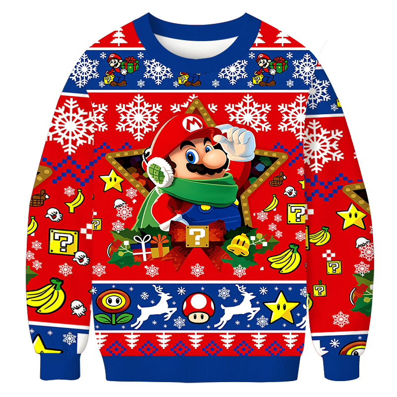 Super Mario Christmas Ugly Sweatshirt Christmas Party Novelty Sweater Gift Ideas Super Mario Christmas Ugly Sweatshirt Christmas Party Novelty Sweater Gift Ideas