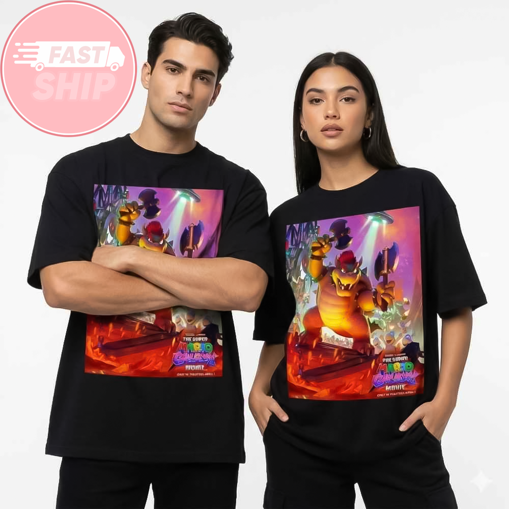 Super Mario Galaxy First Look At King Bowser Koopa New Poster April 1 2026 T-Shirt Friends Gifts