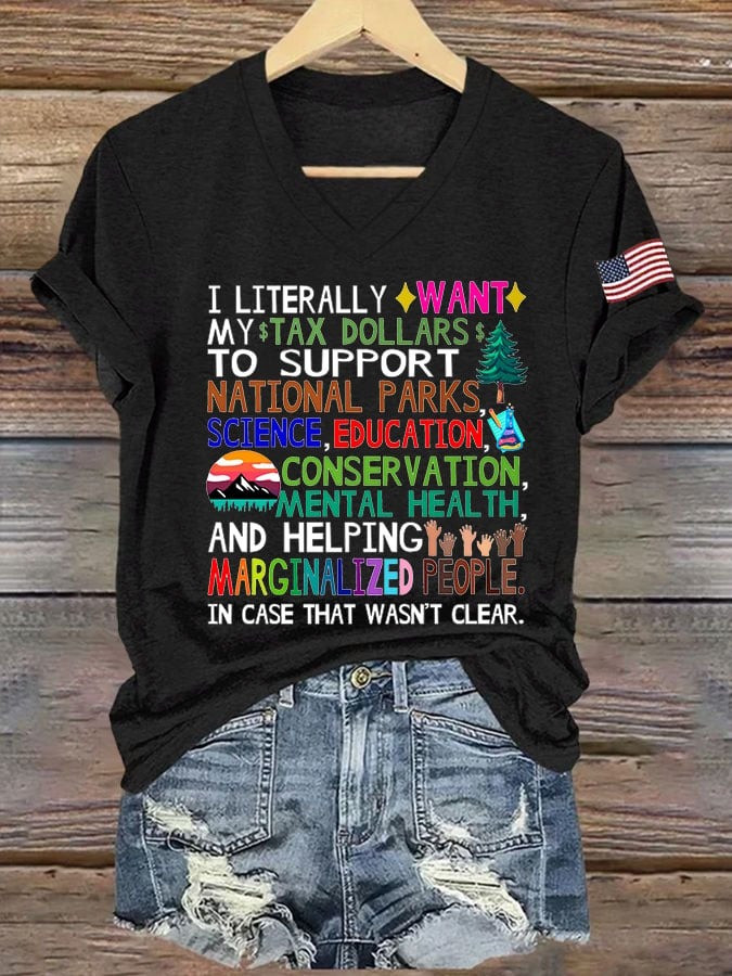 Support Our National Parks Printed V-Neck Shirt For Women's Gifts For Mom