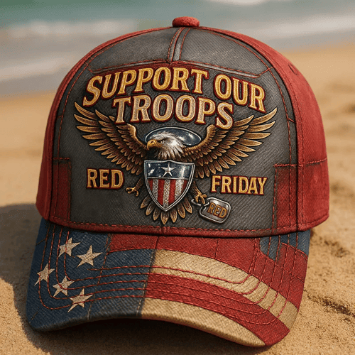 Support Our Troops Eagle Hat American Flag Red Friday Baseball Cap Father's Day Gift