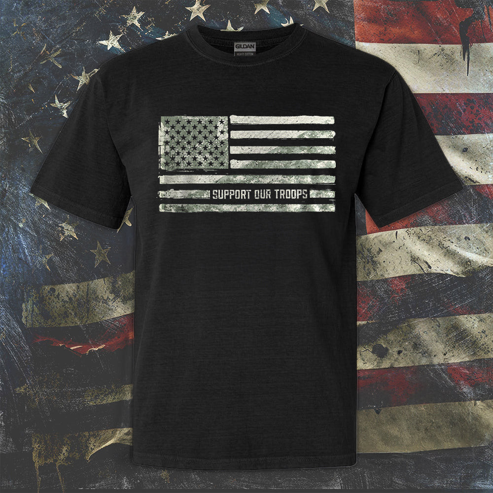 Support Our Troops T-Shirt Military Camo USA Flag Support Our Veterans Shirt Apparel
