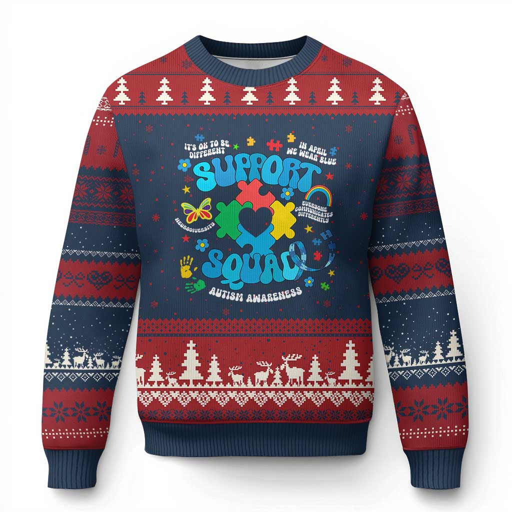 Support Squad Ugly Christmas Sweater Best Xmas Jumper Autism Awareness Themed Gifts For Her