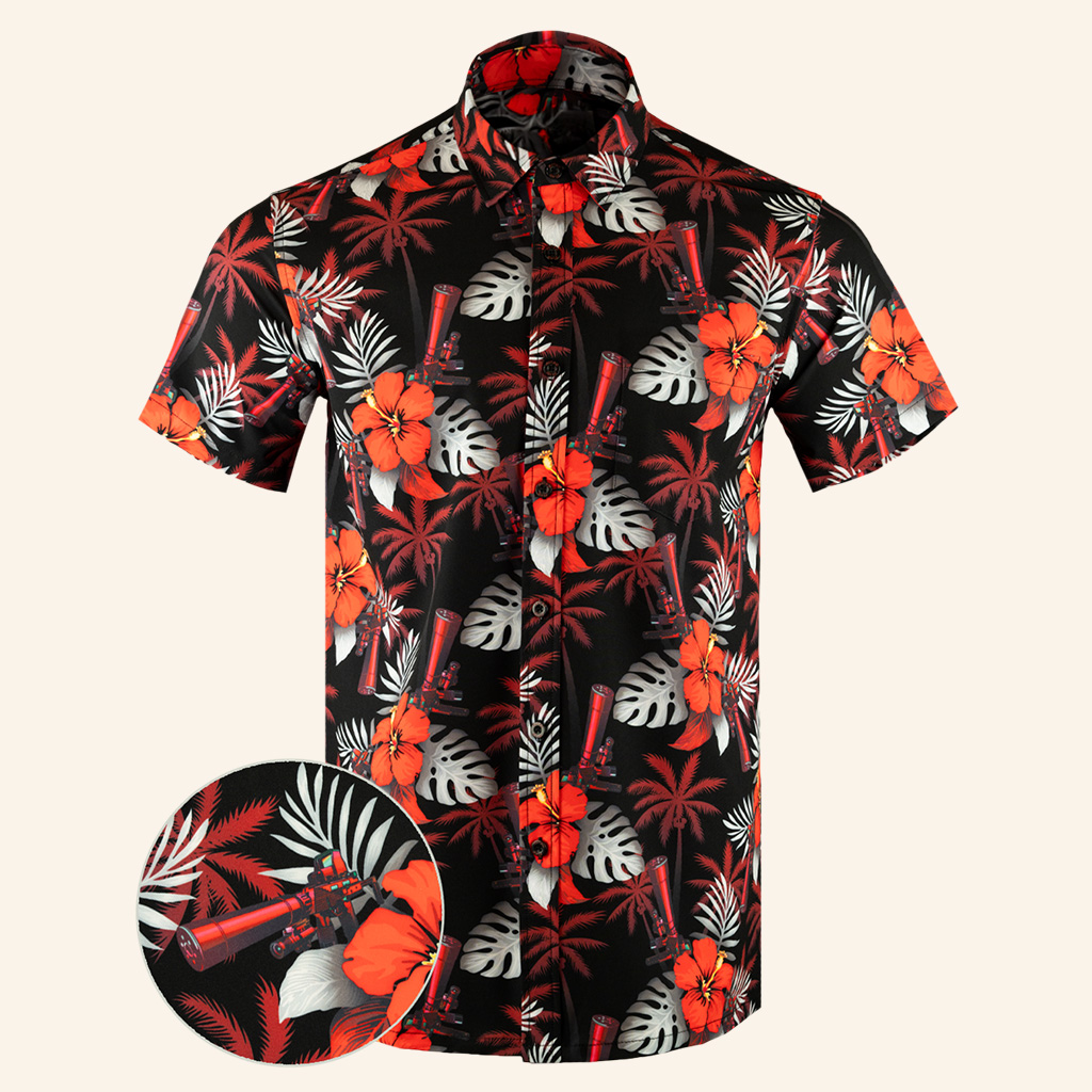 Suppressed Black Red Button Down Shirt Tactical Aloha Shirt Present For Son Suppressed Black Red Button Down Shirt Tactical Aloha Shirt Present For Son