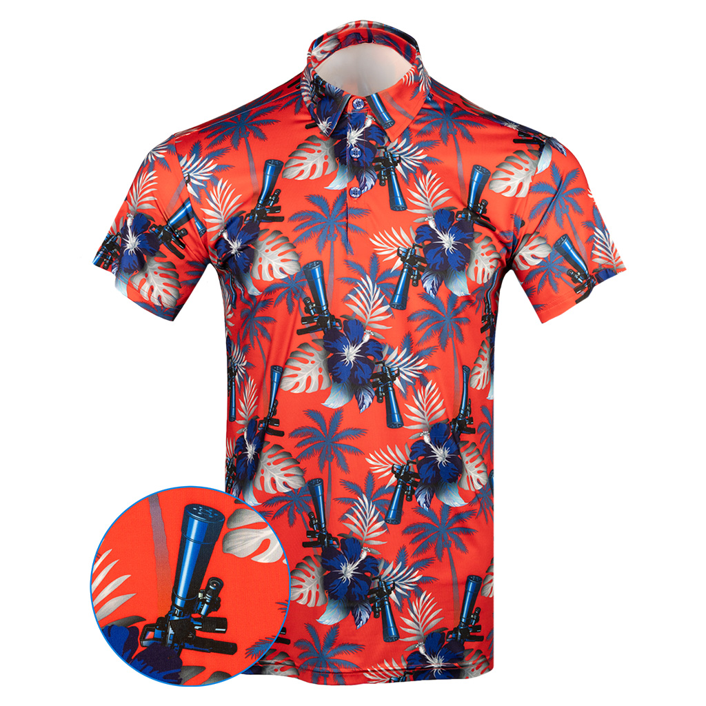 Suppressed Red Polo Shirt Tactical Tropical Print Polo Shirt Birthday Gift For Son