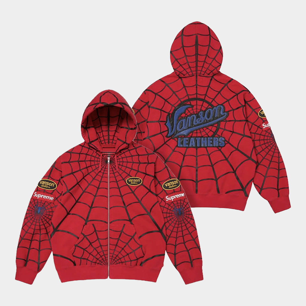 Supreme Spiderman Shirt 2026 Supreme x Spider Man Zip Hoodie Vanson Leathers Apparel BFF Gifts