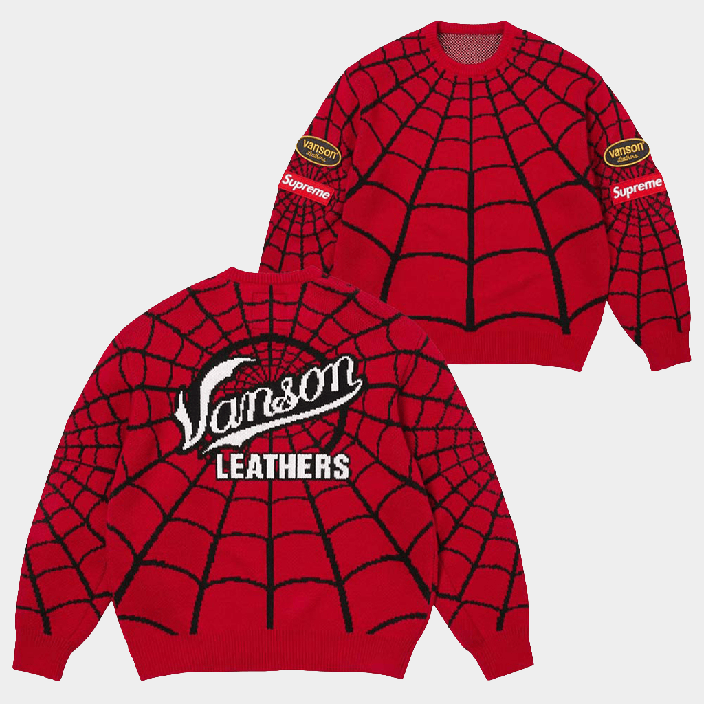 Supreme Spiderman Shirt Supreme x Spider Man Vanson Leather Red Sweater Gifts Ideas For Brothers