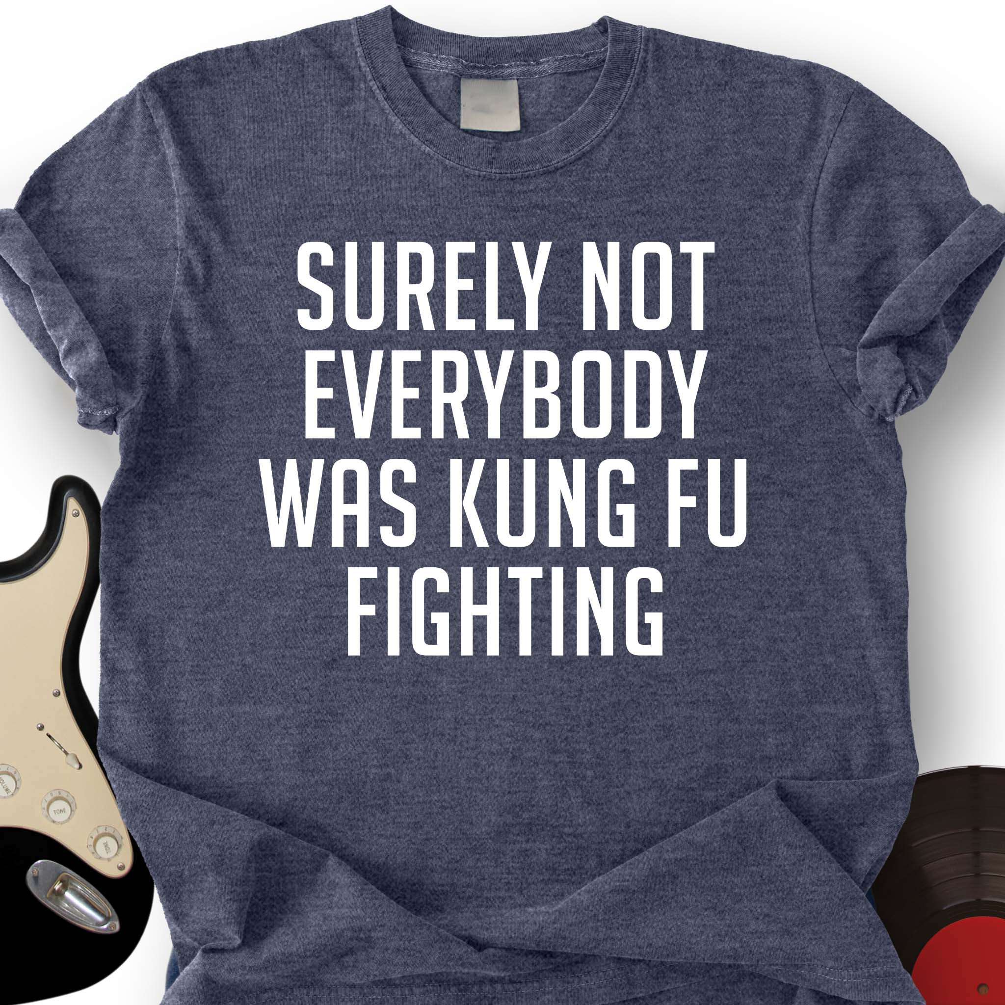 Surely Not Everybody Was Kung Fu Fighting T-Shirt Music Joke Gift For Classic Song Fans