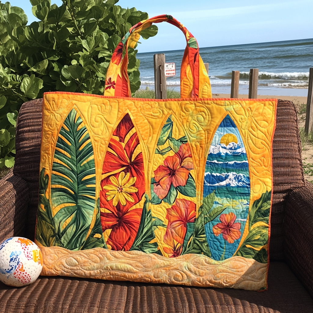 Surf Bloom Quilted Tote Bag Beach Gifts For Men