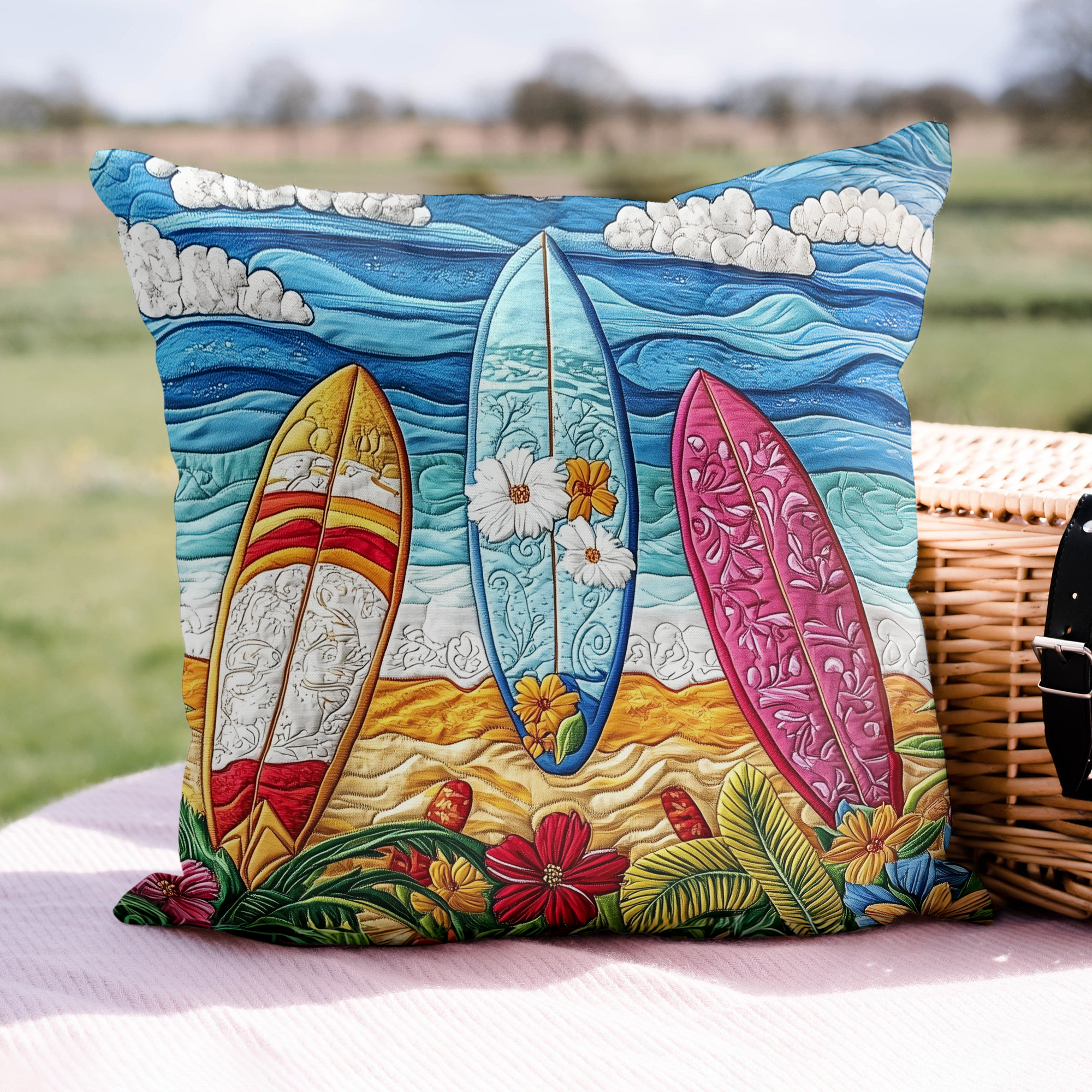 Surf Retreat Quilted Pillow Case Throw Pillow Cases Beach Themed Gift Ideas