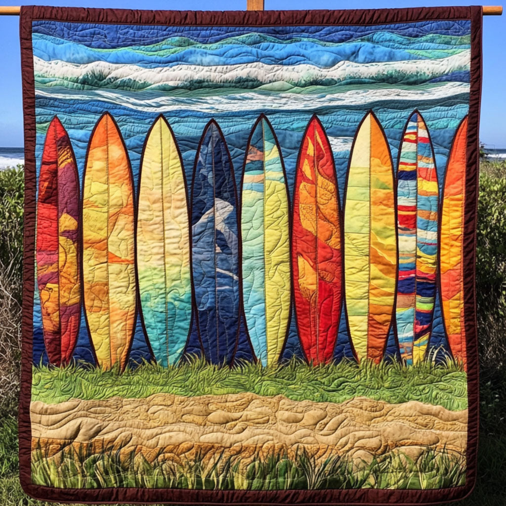 Surfboard Paradise Quilted Blanket Christmas Throw Blanket Great Gifts For Surfers