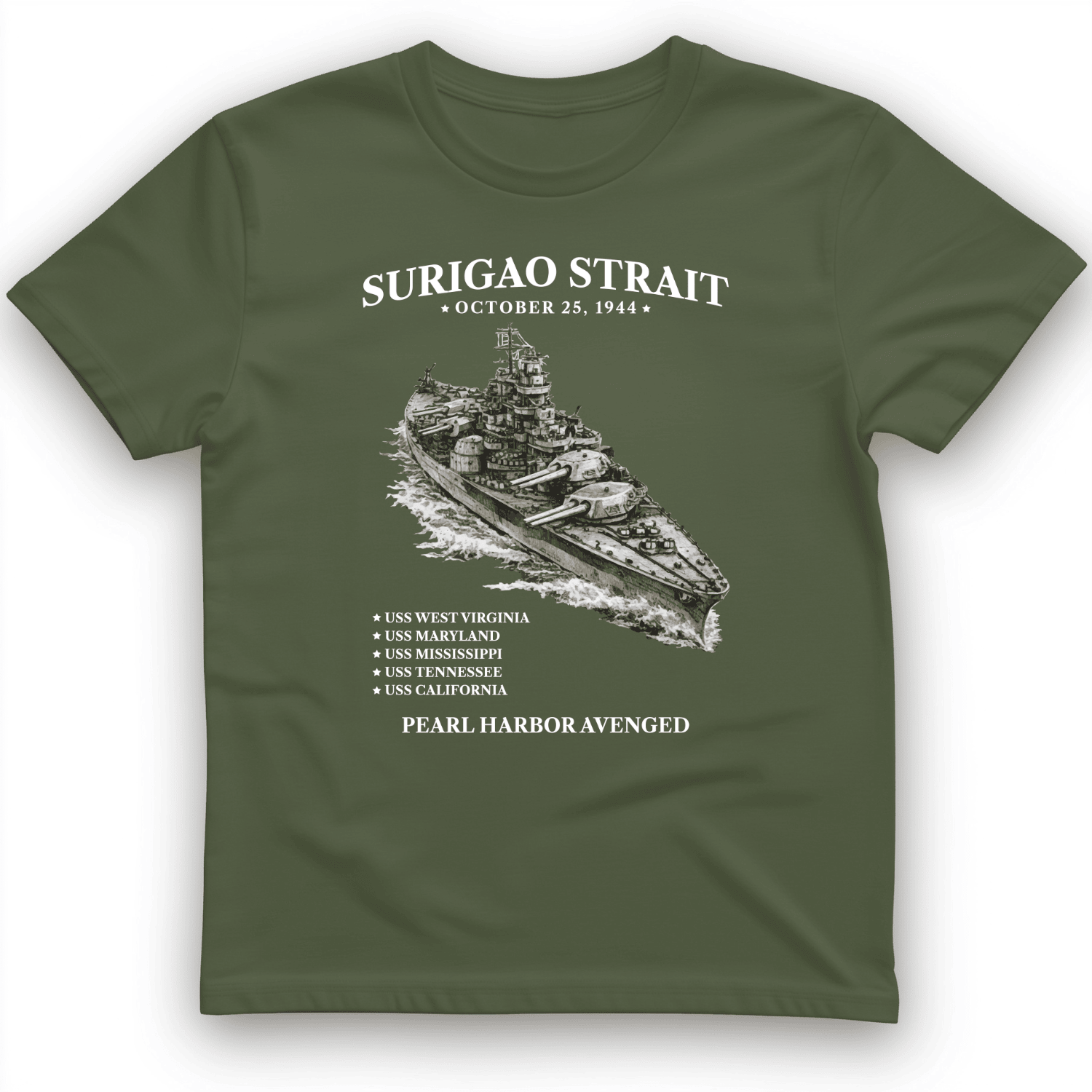 Surigao Strait T-Shirt Naval Battle History Graphic Tees Gift For Warship Enthusiasts