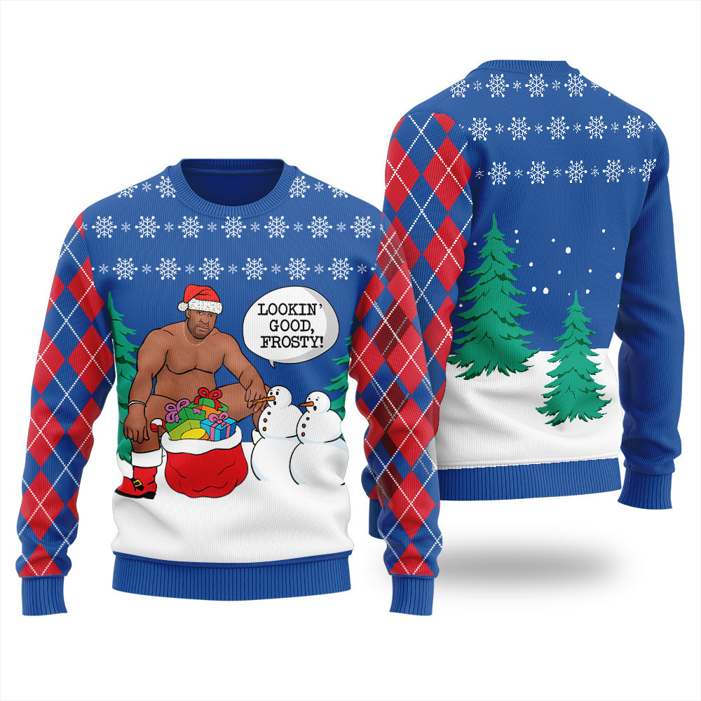 Surprising Frosty Barry Wood Christmas Sweater Men Funny Holiday Sweater for Family Gatherings